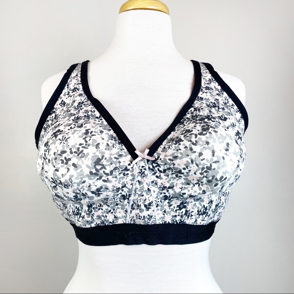 NWOT Cacique Unlined No Wire Bra, 44DD, White Roses